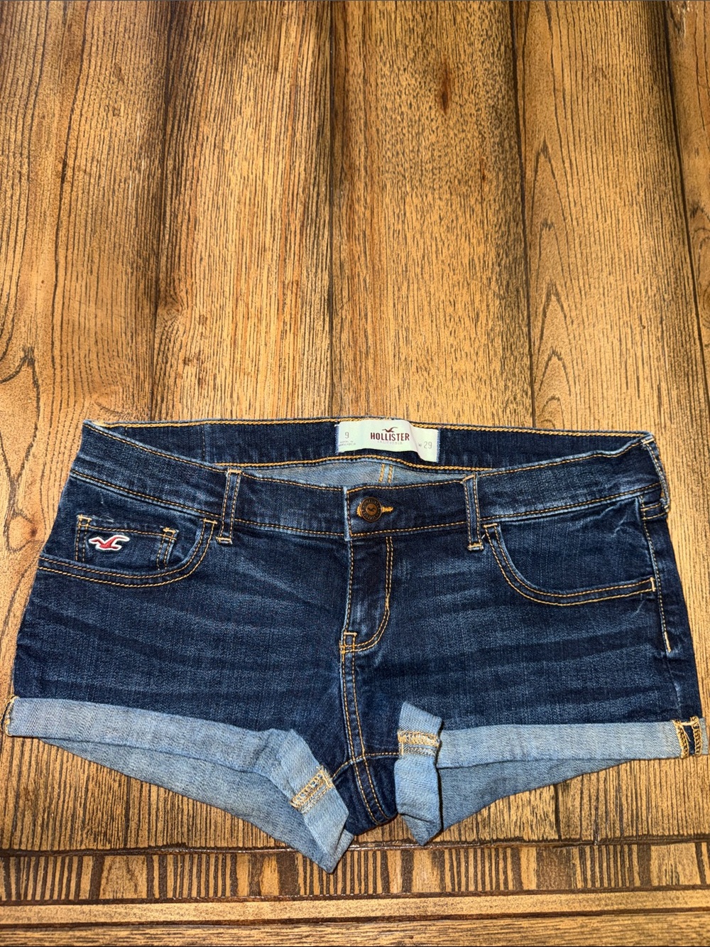 Hollister Dark Indigo Rolled Hem Denim Shorts